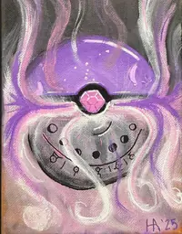 Mystic Witch's Poké Ball, original acrylic painting
